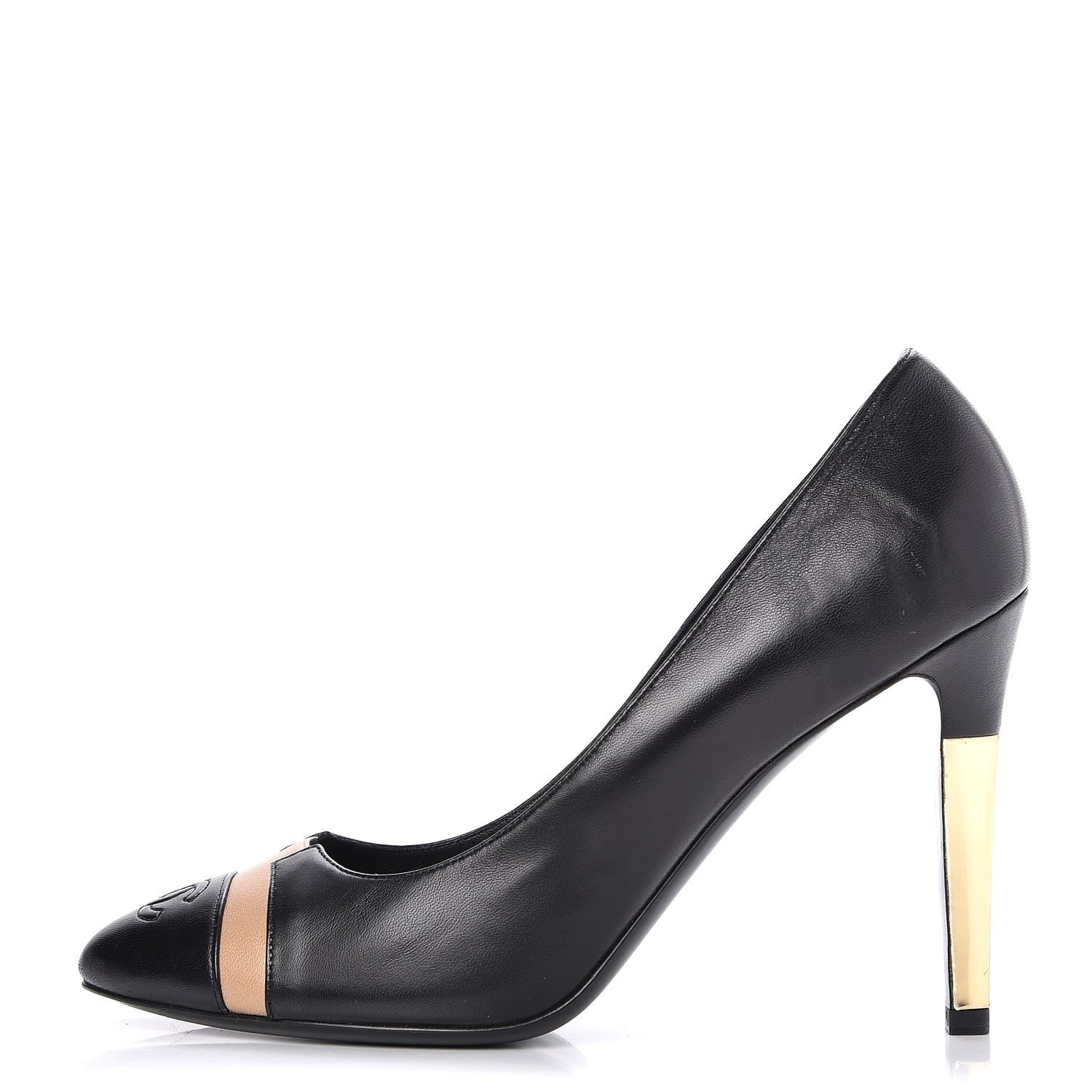 Chanel Lambskin Cap Toe CC Pumps 41 Black Beige 1 of 9
