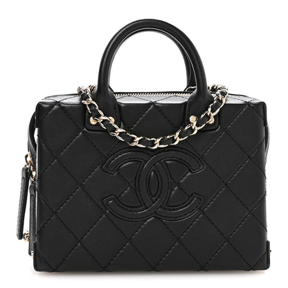 Chanel Calfskin Quilted Small Studded Square Vanity Case Black 1 of 10