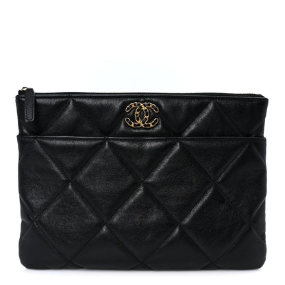 Chanel Goatskin Quilted Chanel 19 Pouch Black 1 of 9
