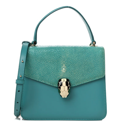 Bulgari Calfskin Galuchat Serpenti Forever Crossbody Green 1 of 10