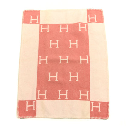 Hermes Wool Cashmere Avalon Baby Blanket Rose Airelle White 1 of 4