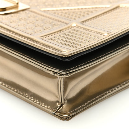 Christian Dior Metallic Patent Micro-Cannage Diorama Wallet on Chain Pouch Gold 9 of 9