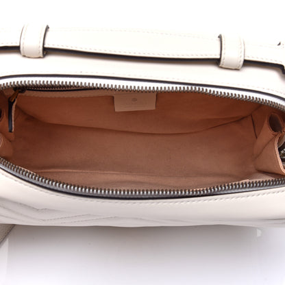 Gucci Calfskin Matelasse Sylvie Web Small GG Marmont Top Handle Shoulder Bag White 5 of 11