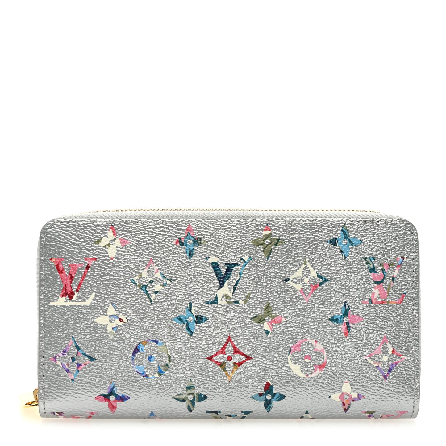 Metallic Monogram LV Garden Zippy Wallet Silver