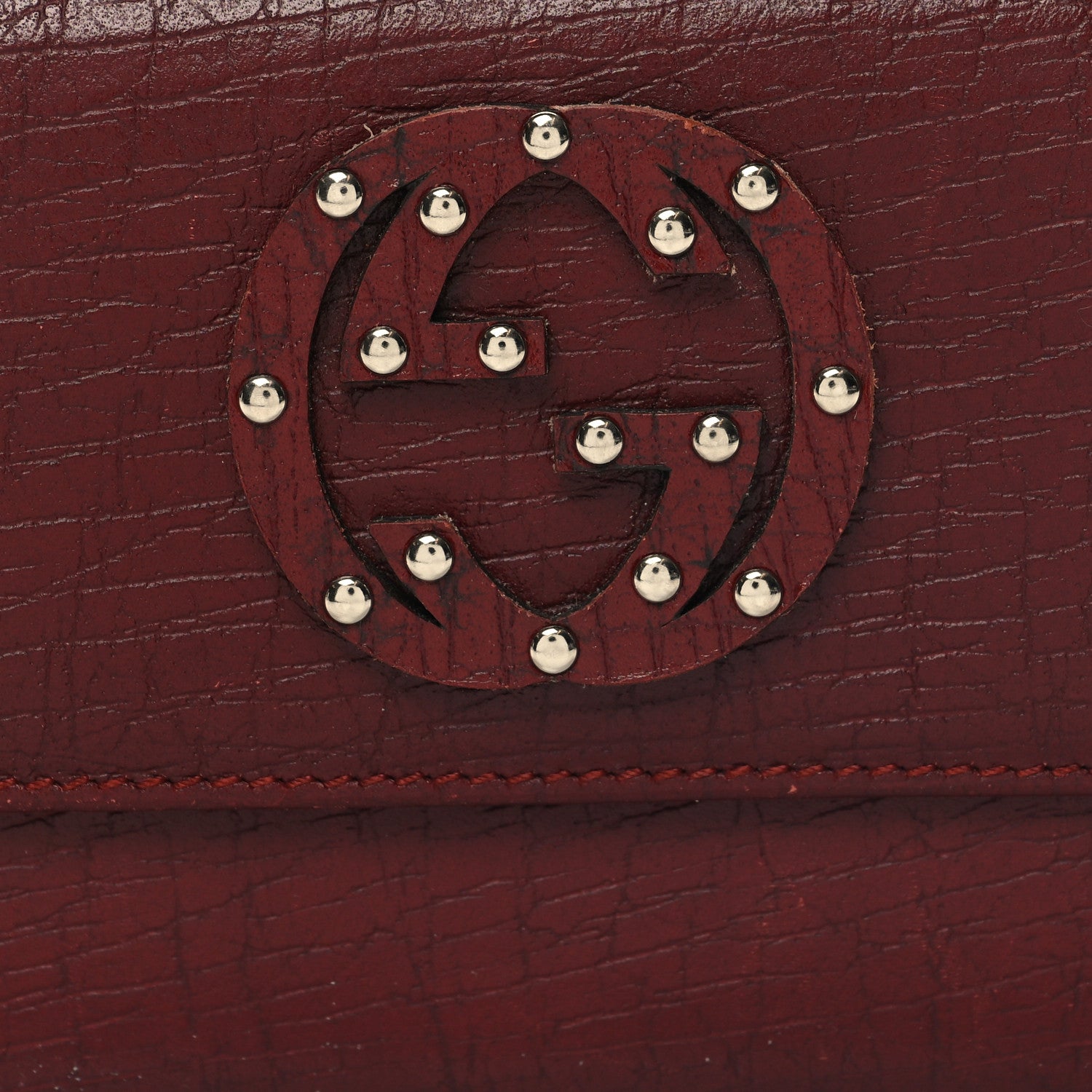 Gucci Calfskin Studded Soho Continental Wallet Red 9 of 12