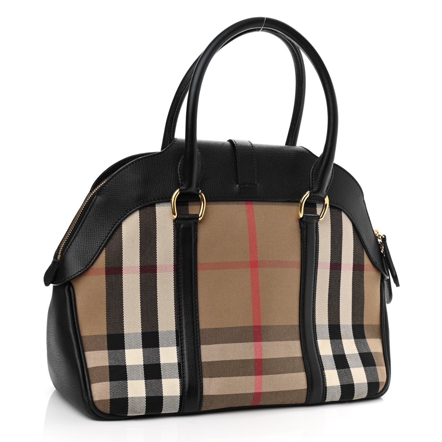 Burberry Derby Calfskin House Check Milverton Satchel Black 3 of 10