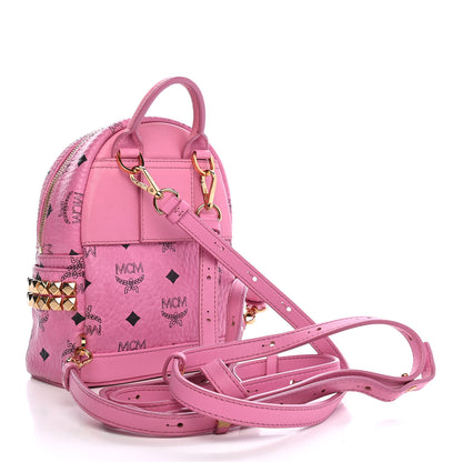 MCM Visetos Side Stud X-Mini Stark Bebe Boo Backpack Pink 3 of 8