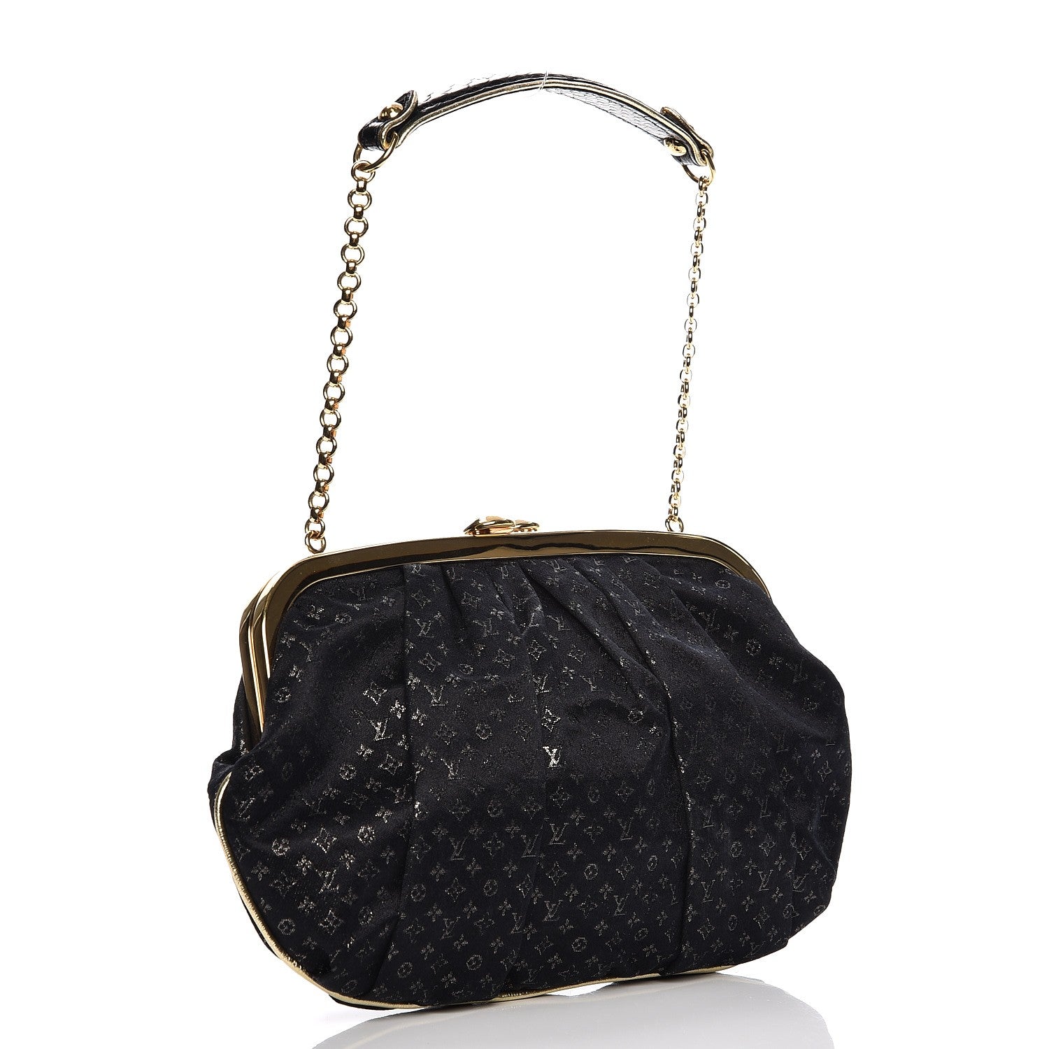 Louis Vuitton Satin Monogram Aumoniere Clutch Black 3 of 6
