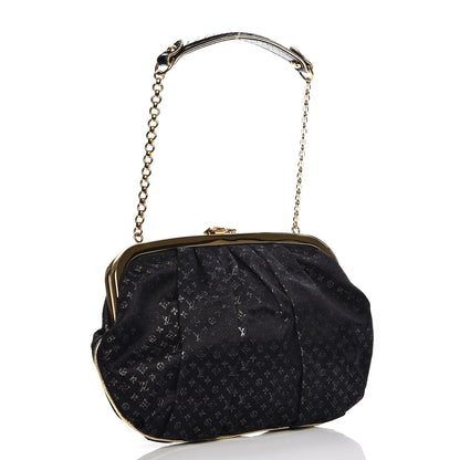 Louis Vuitton Satin Monogram Aumoniere Clutch Black 3 of 6