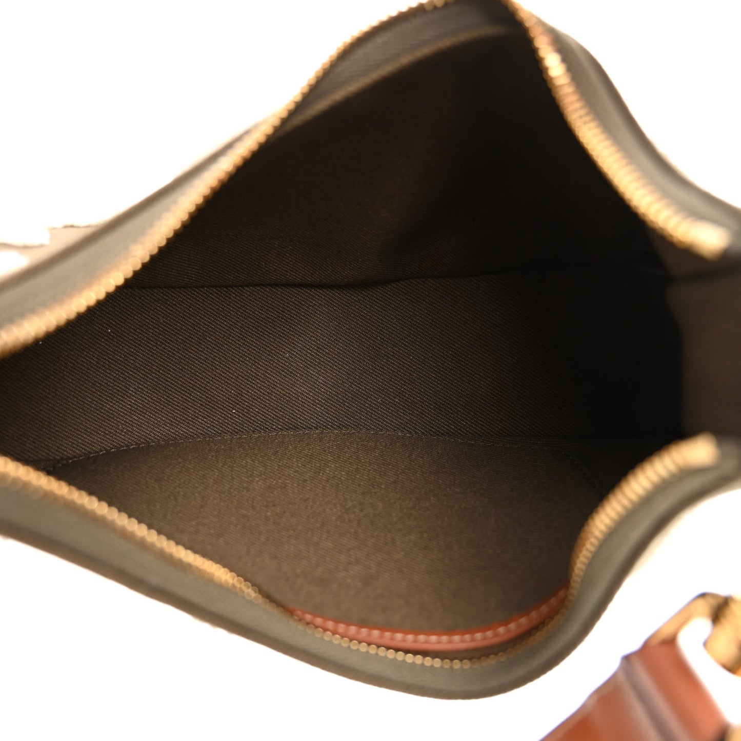 Cotton Gabardine Bouclette Embroidered Medium Strap Ava Triomphe Shoulder Bag Khaki Tan