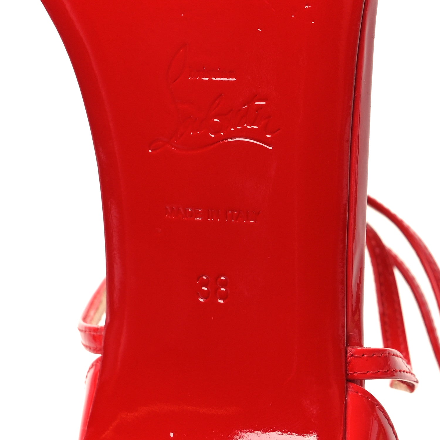 Christian Louboutin Patent Blakissima Flat Sandals 38 Fraise 6 of 8