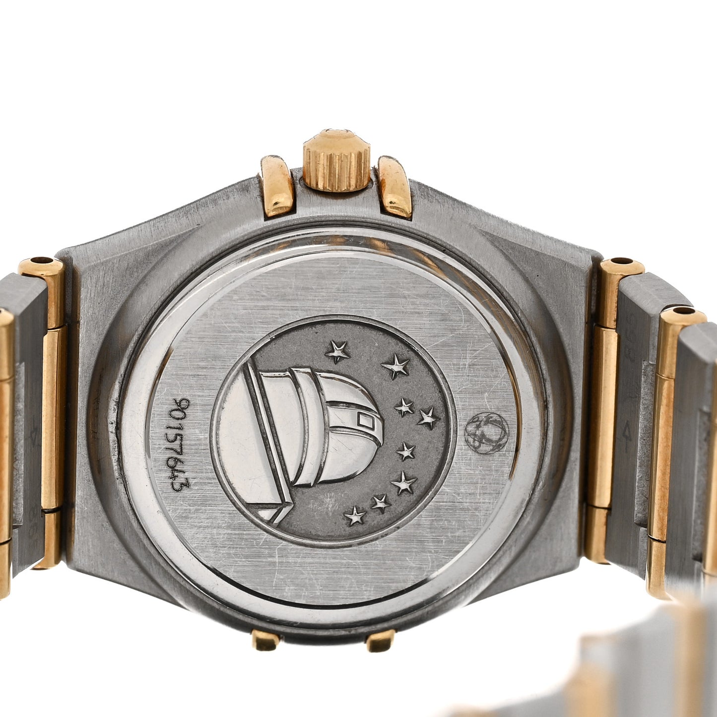 Stainless Steel 18K Yellow Gold Diamond Bezel Mother of Pearl 22mm Constellation Quartz Watch 1267.70.00