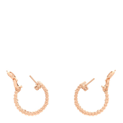 Van Cleef & Arpels 18K Rose Gold Diamond Perlee Clovers Hoop Earrings 3 of 5