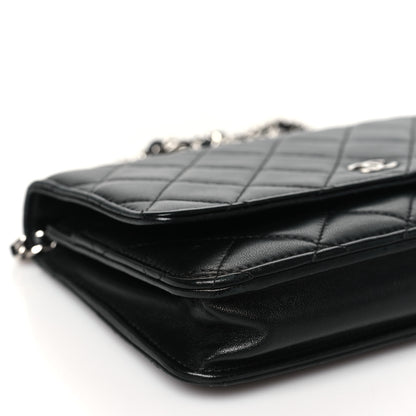 Chanel Lambskin Quilted Wallet On Chain WOC Black 10 of 12