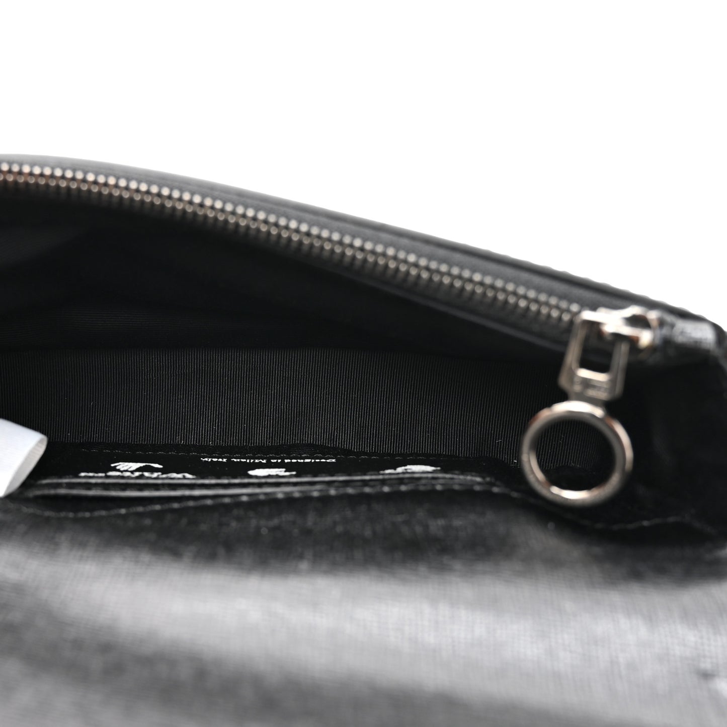 Saffiano Striped Mini Diag Binder Clip Bag Black White Yellow