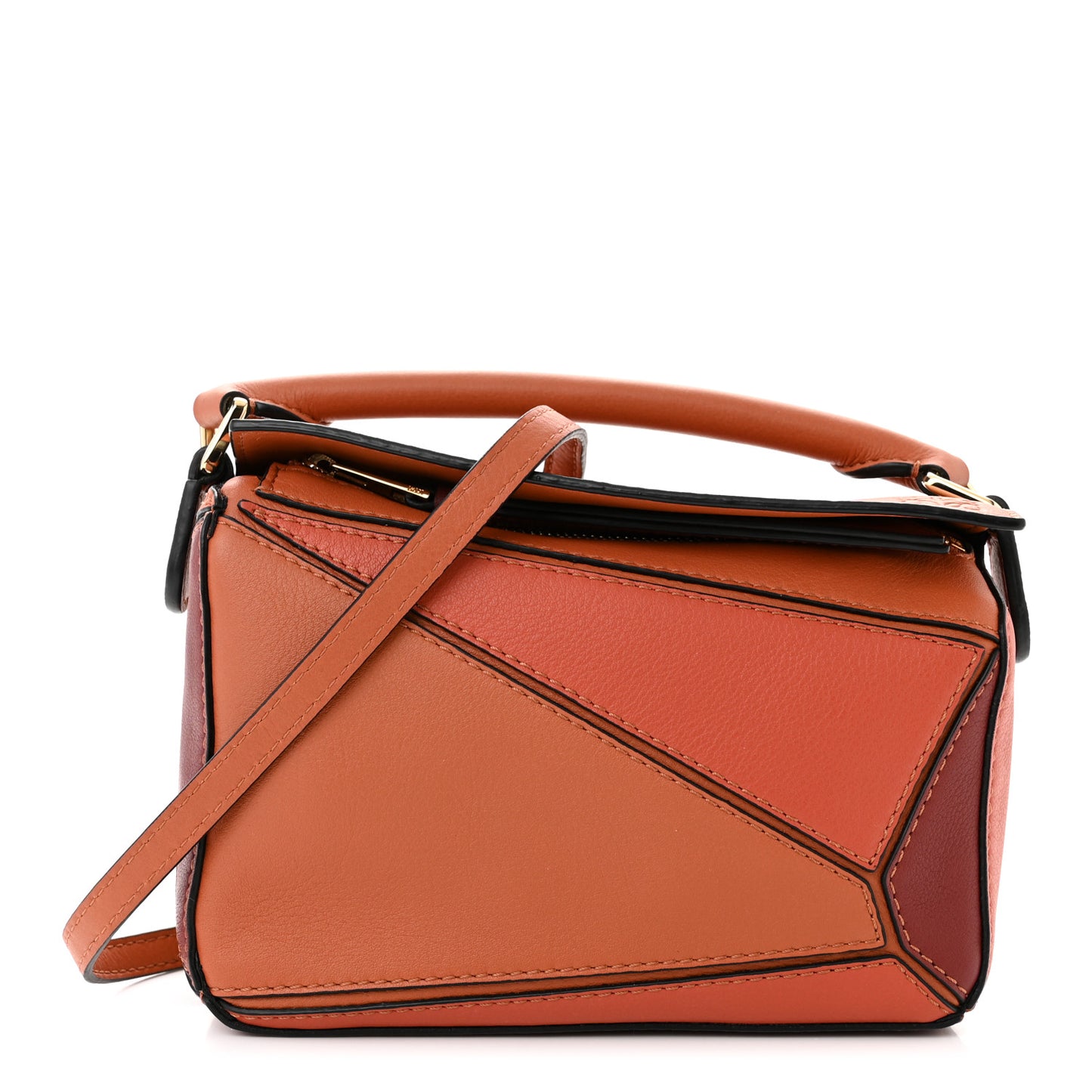 Calfskin Mini Puzzle Bag Spice Orange Pumpkin