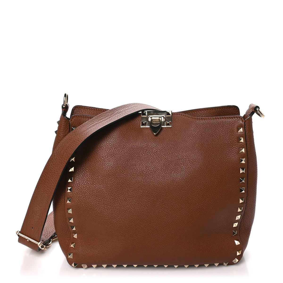 Valentino Garavani Pebbled Calfskin Small Rockstud Flip-Lock Messenger Bag Light Cuir 1 of 11