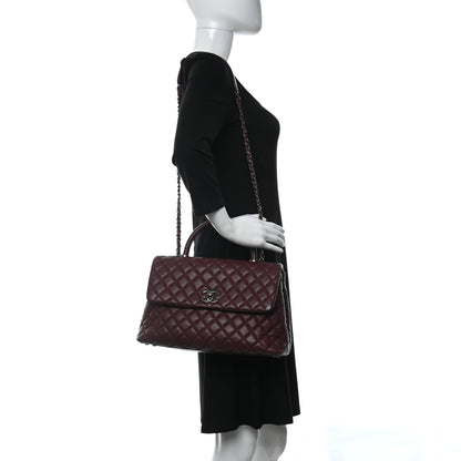 Chanel Caviar Quilted Medium Coco Handle Flap Burgundy 2 of 11