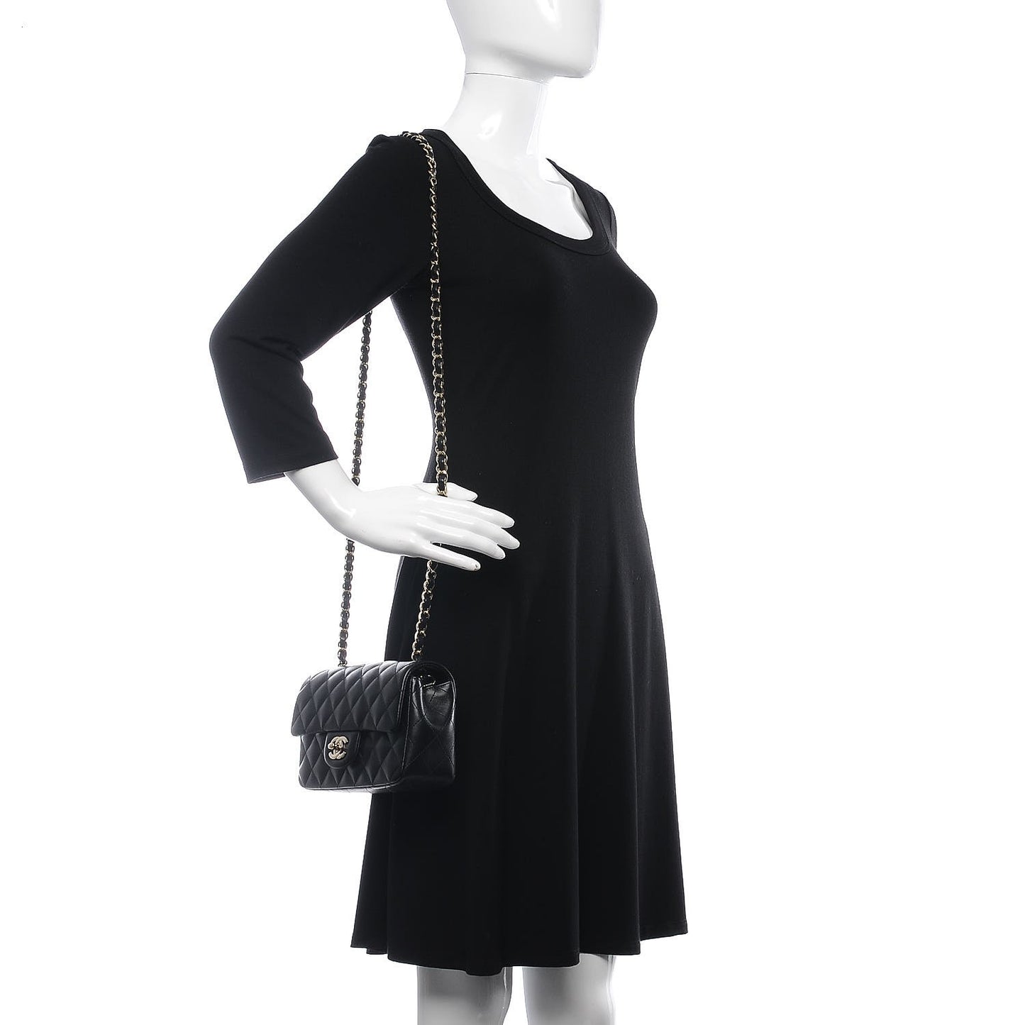 Lambskin Quilted Mini Rectangular Flap Black