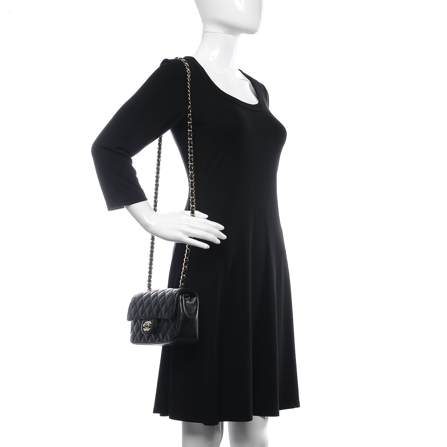 Chanel Lambskin Quilted Mini Rectangular Flap Black 2 of 7