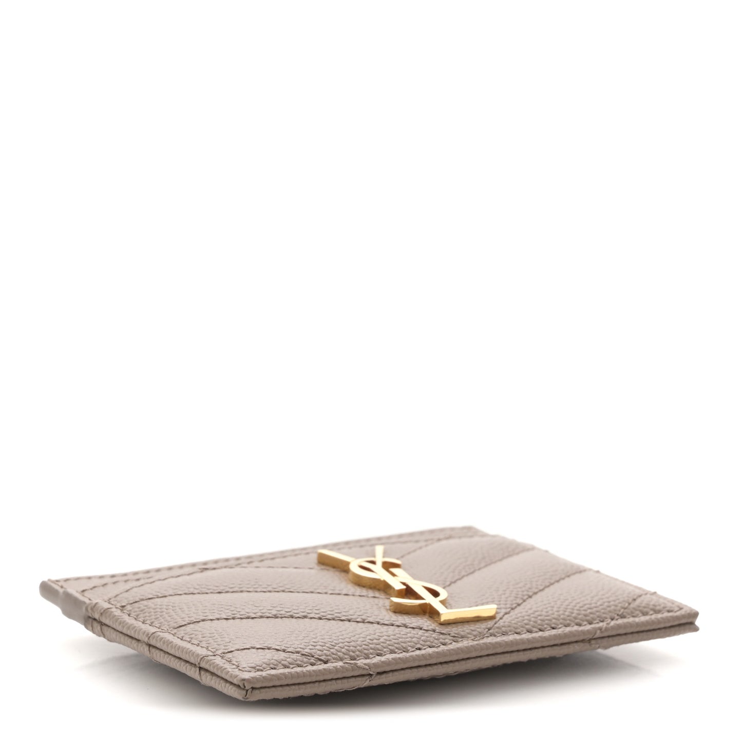 Grain De Poudre Matelasse Chevron Monogram Credit Card Case Taupe