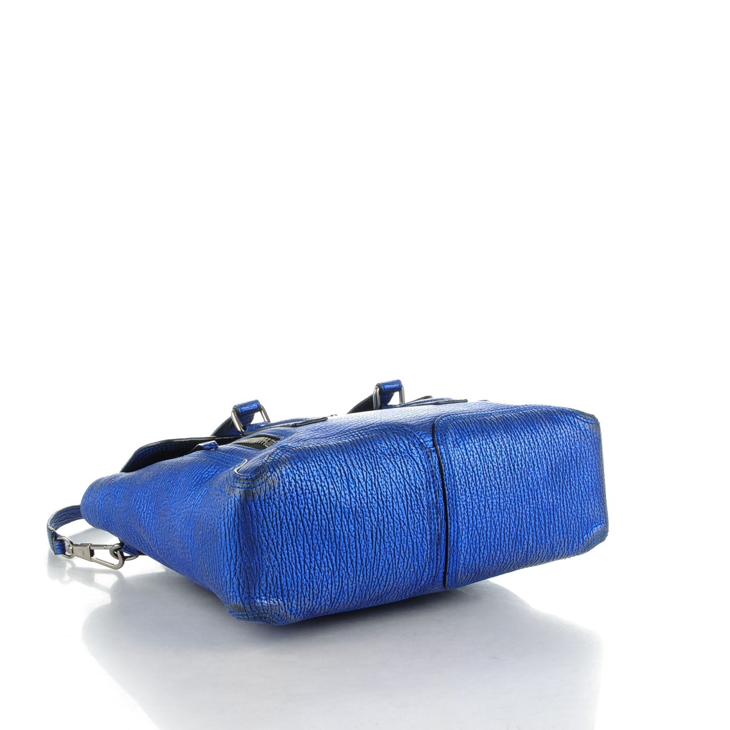 3.1 Metallic Textured Calfskin Medium Pashli Satchel Electric Blue