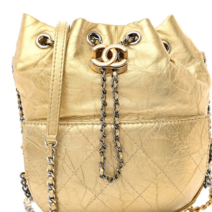 Chanel Metallic Aged Calfskin Quilted Small Gabrielle Bucket Gold 8 of 10