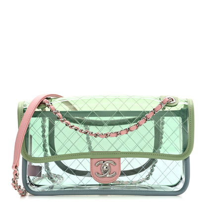 Chanel Lambskin PVC Quilted Medium Coco Splash Flap Blue Green 1 of 10