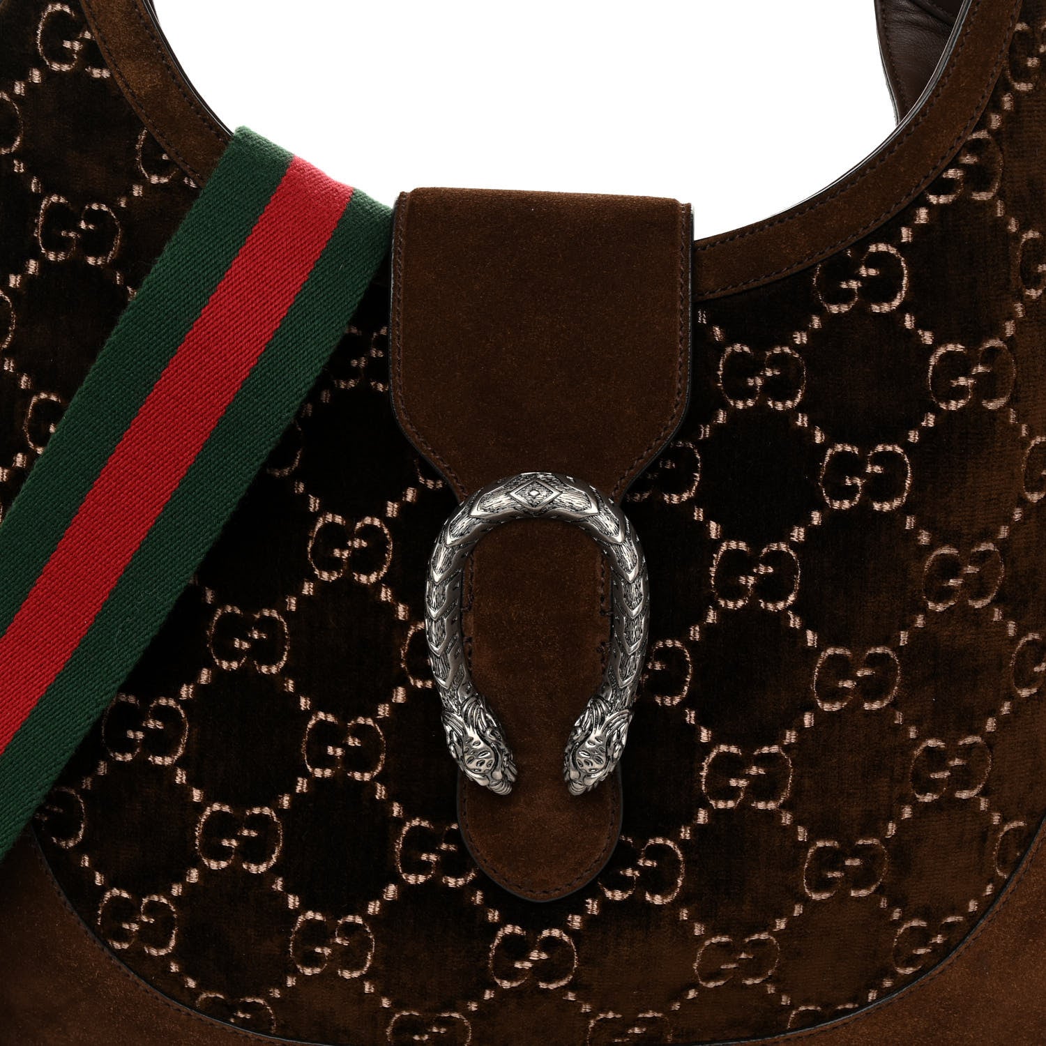 Gucci Velvet GG Monogram Web Medium Dionysus Hobo Brown 7 of 10