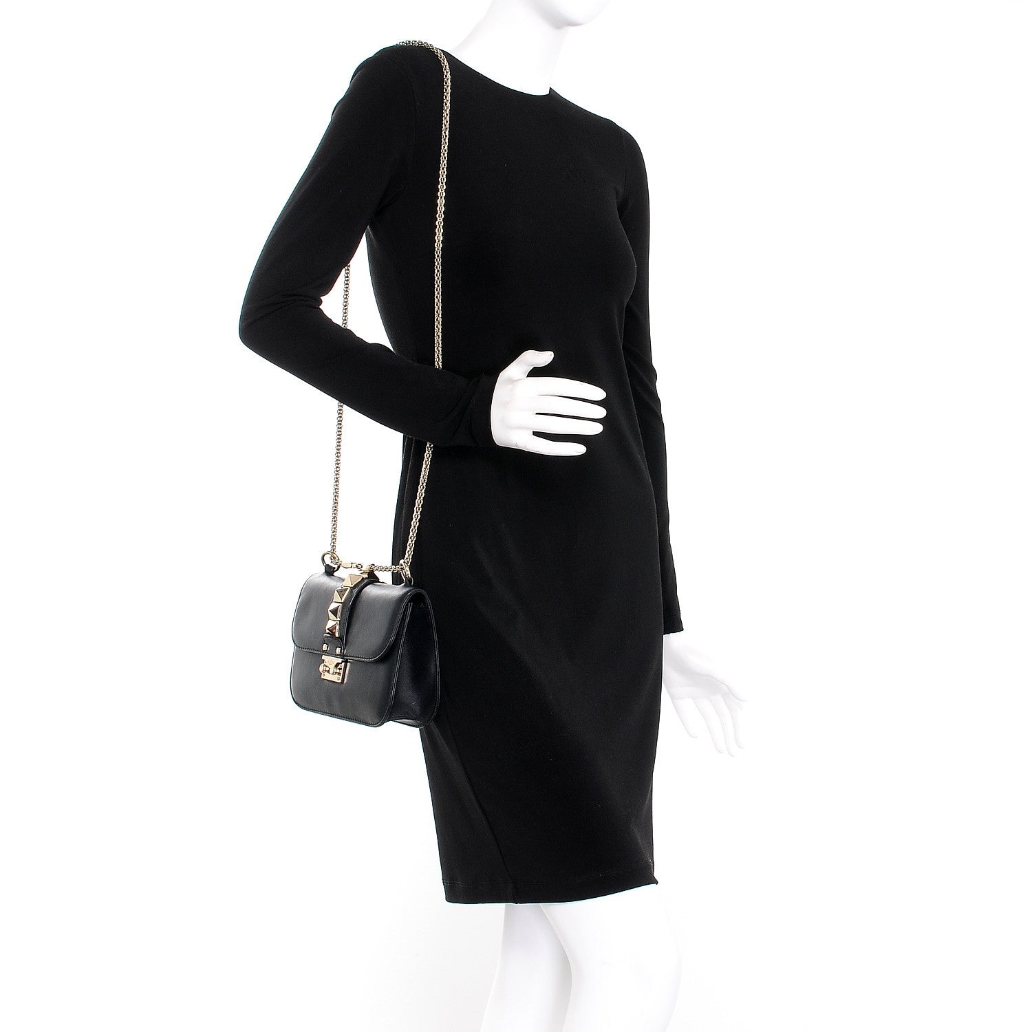 Valentino Garavani Vitello Small Glam Lock Rockstud Flap Black 2 of 9