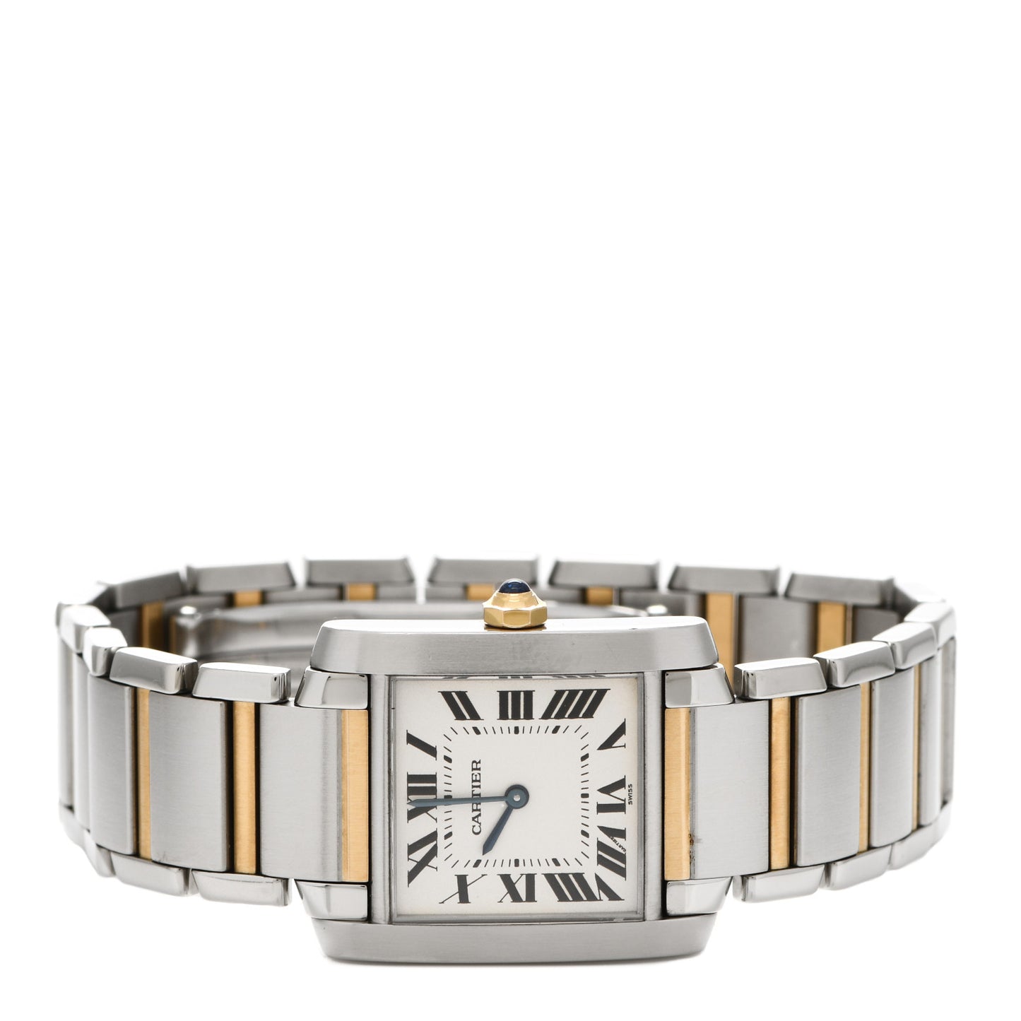 Stainless Steel 18K Yellow Gold 25mm Tank Francaise Quartz Watch