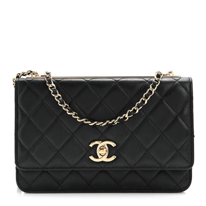 Chanel Lambskin Quilted Trendy CC Wallet On Chain WOC Black 1 of 16