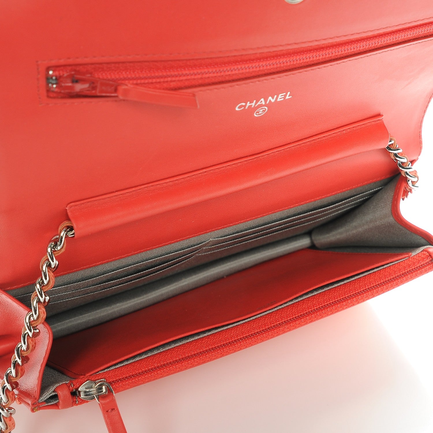 Chanel Caviar Timeless CC Wallet On Chain WOC Coral 5 of 9