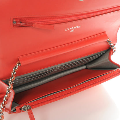 Chanel Caviar Timeless CC Wallet On Chain WOC Coral 5 of 9
