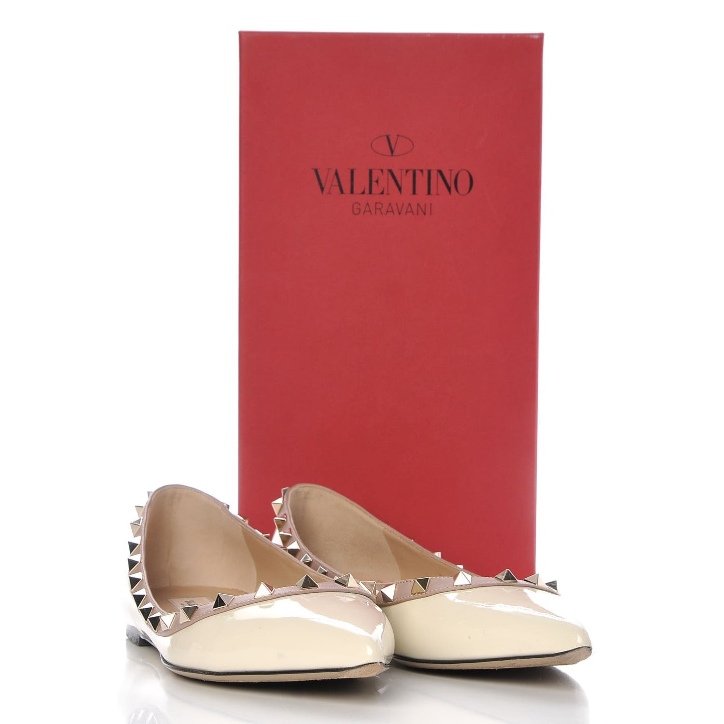 Patent Rockstud Ballerina Flats 39.5 Ivory Poudre