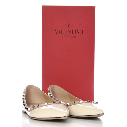 Valentino Garavani Patent Rockstud Ballerina Flats 39.5 Ivory Poudre 12 of 12