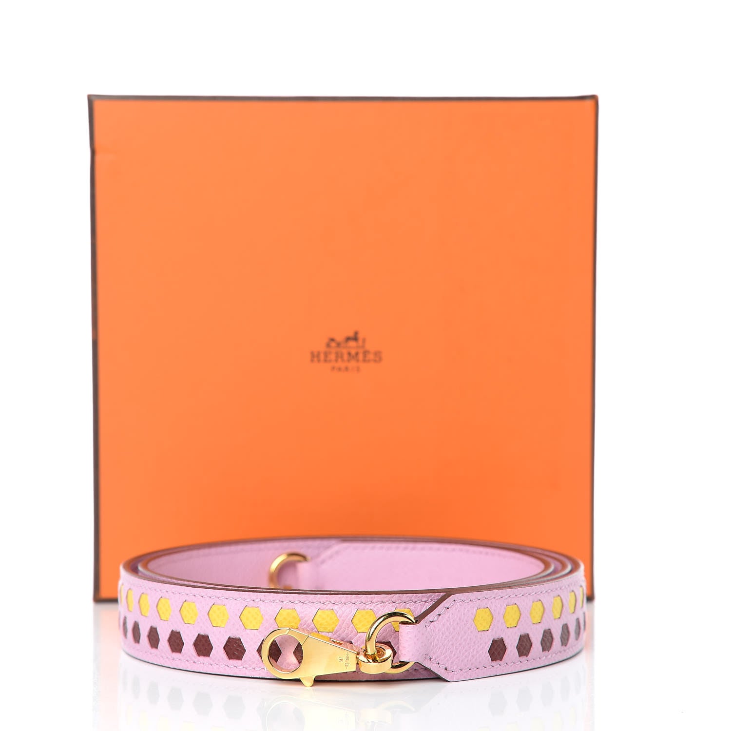 Hermes Epsom 25mm Mousqetons Tressage Shoulder Strap Mauve Sylvestre Rouge H Jaune De Naples 6 of 6