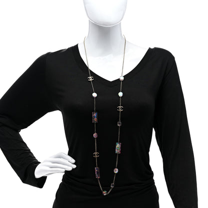 Chanel Bead CC Long Necklace Gold Multicolor 2 of 6