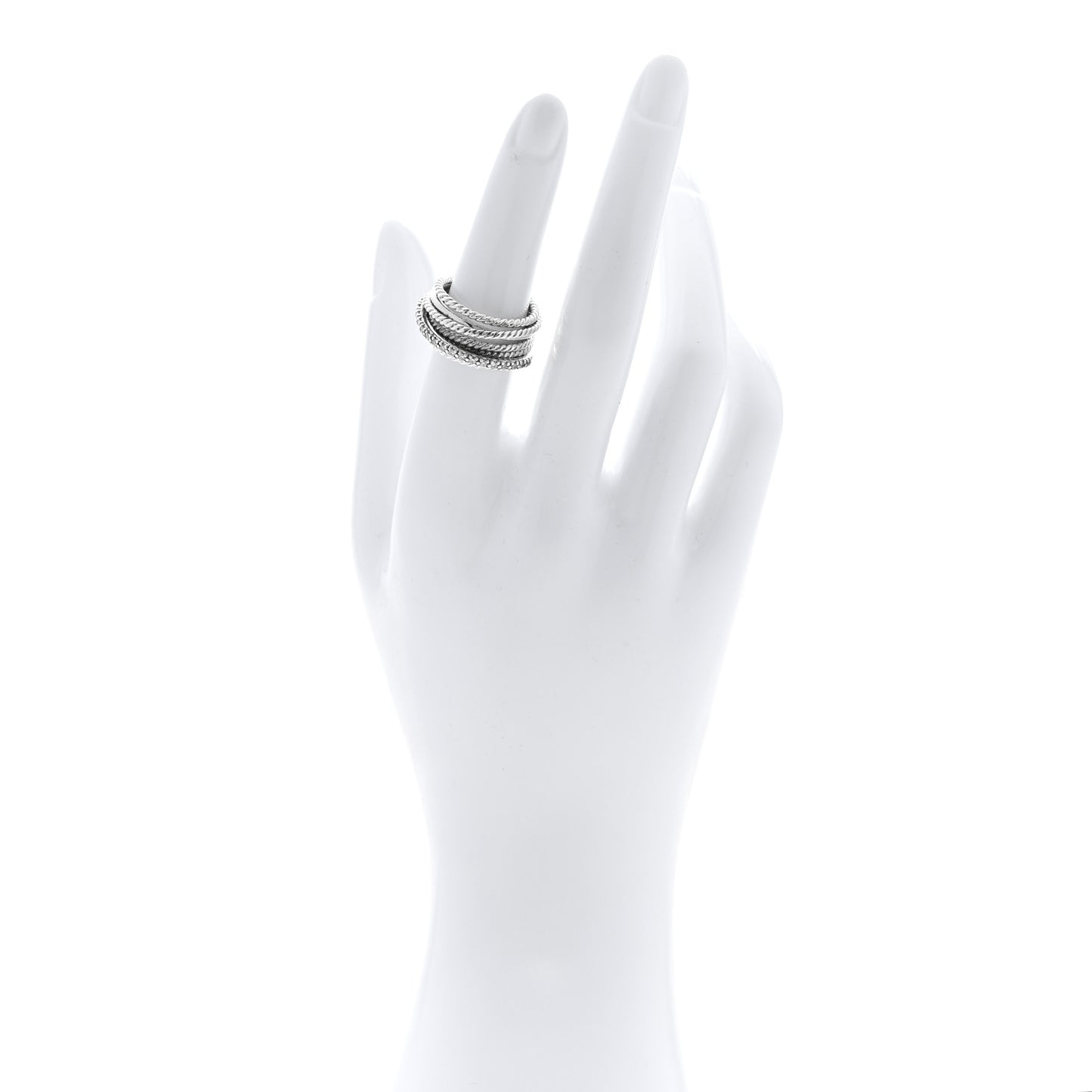Sterling Silver Diamond 12mm Wide Crossover Cable Ring 50 5.5