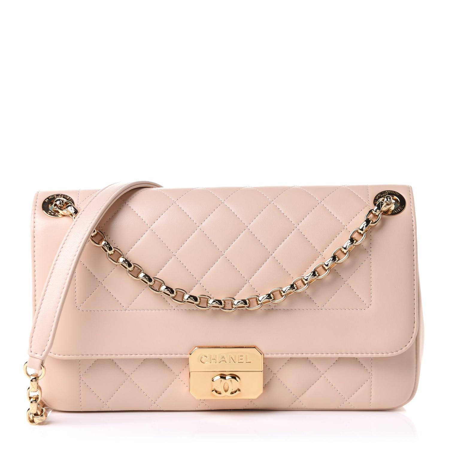 Chanel Lambskin Quilted Large Chic With Me Flap Beige 1 of 9