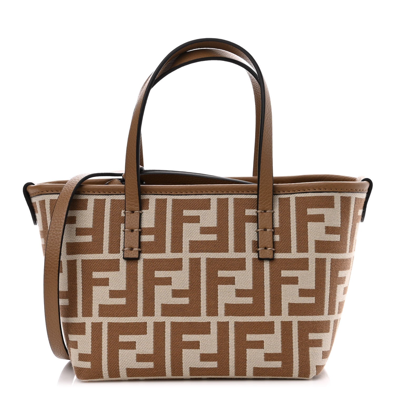 Fendi FFロゴトートバッグ Fendi Fabric Calfskin FF Mini Roll Tote Beige Sand 1451460
