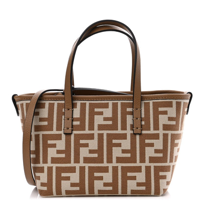 Fendi Fabric Calfskin FF Mini Roll Tote Beige Sand 1 of 12
