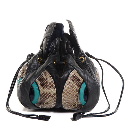 Miu Miu Python Nappa Liberty Drawstring Pochette Grigio 1 of 9