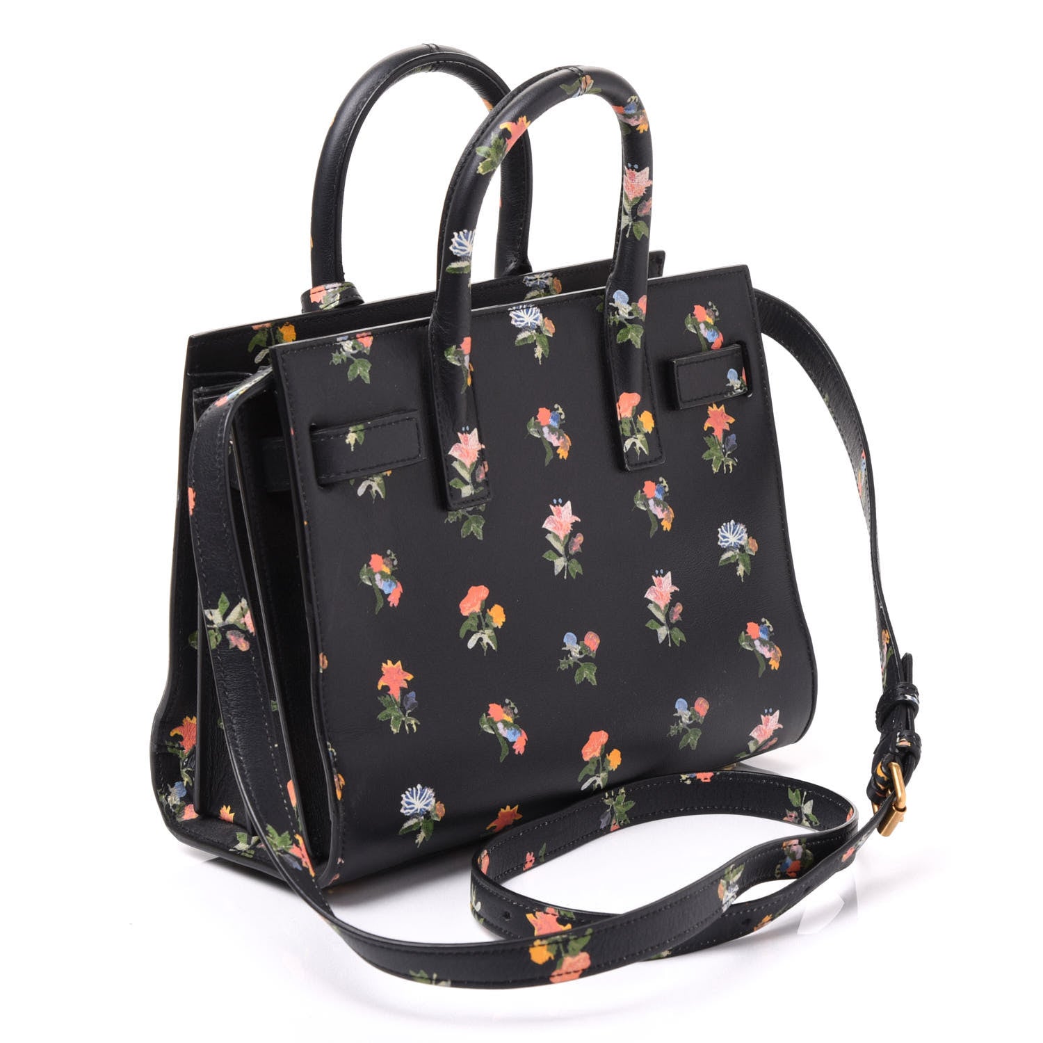 Saint Laurent Calfskin Prairie Printed Nano Sac De Jour Black 2 of 10