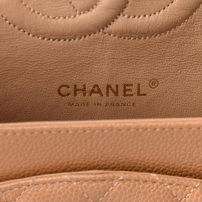 Chanel Caviar Quilted Medium Double Flap Dark Beige 6 of 10
