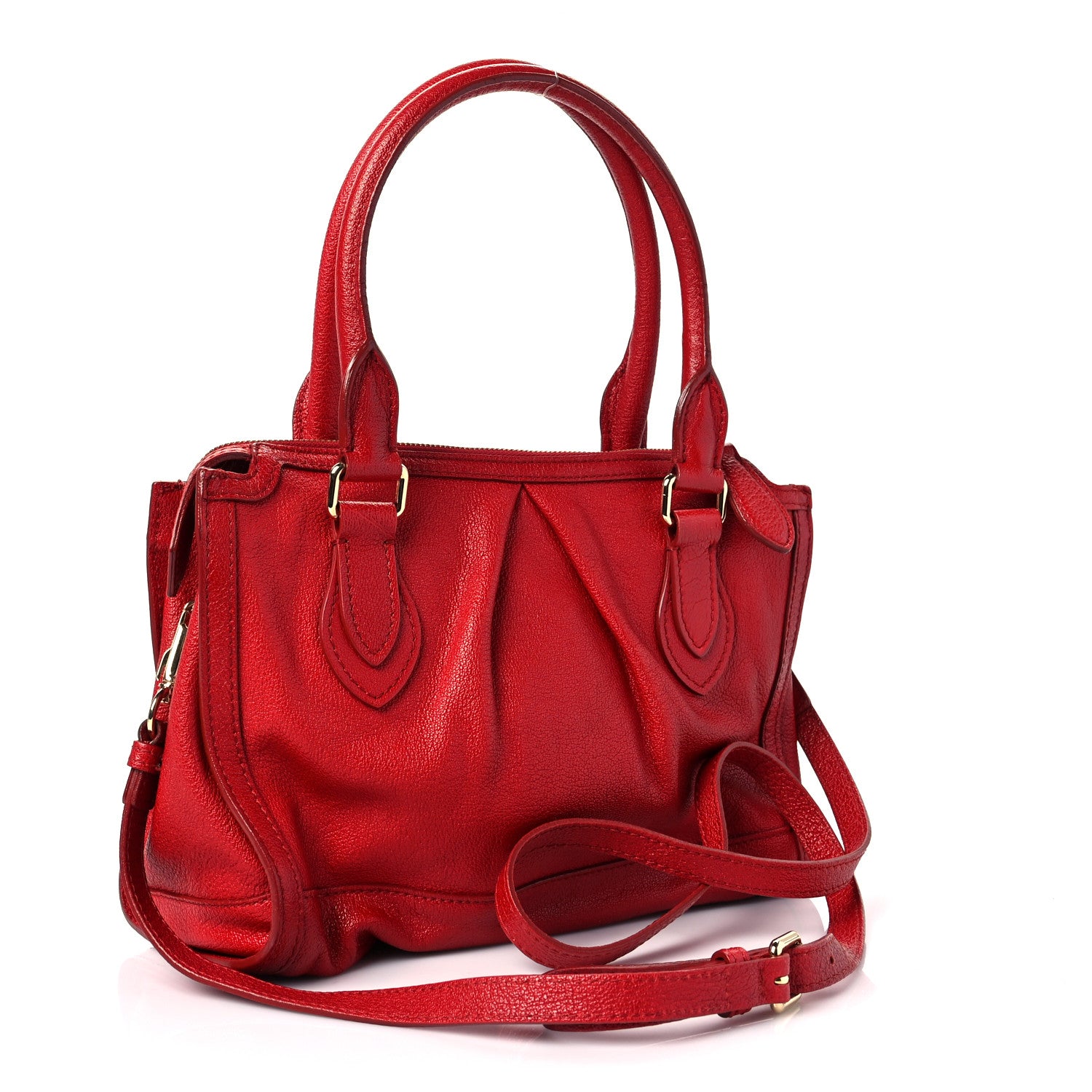 Burberry Grainy Calfskin Pilgrim Satchel Red 2 of 6
