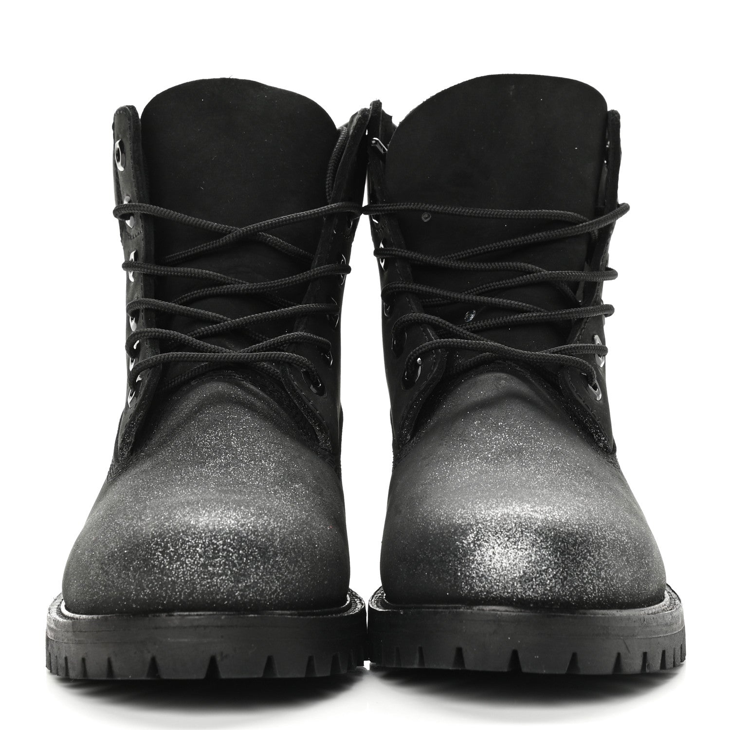 Jimmy Choo X TIMBERLAND Nubuck Glitter Womens Ankle Boots 38 Black Gunmetal 3 of 10