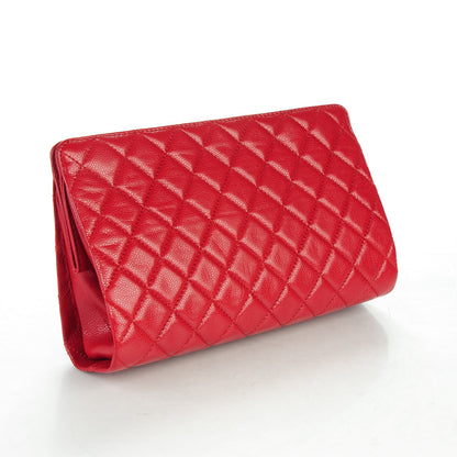Chanel Caviar Quilted Large CC Clutch Red 3 of 7