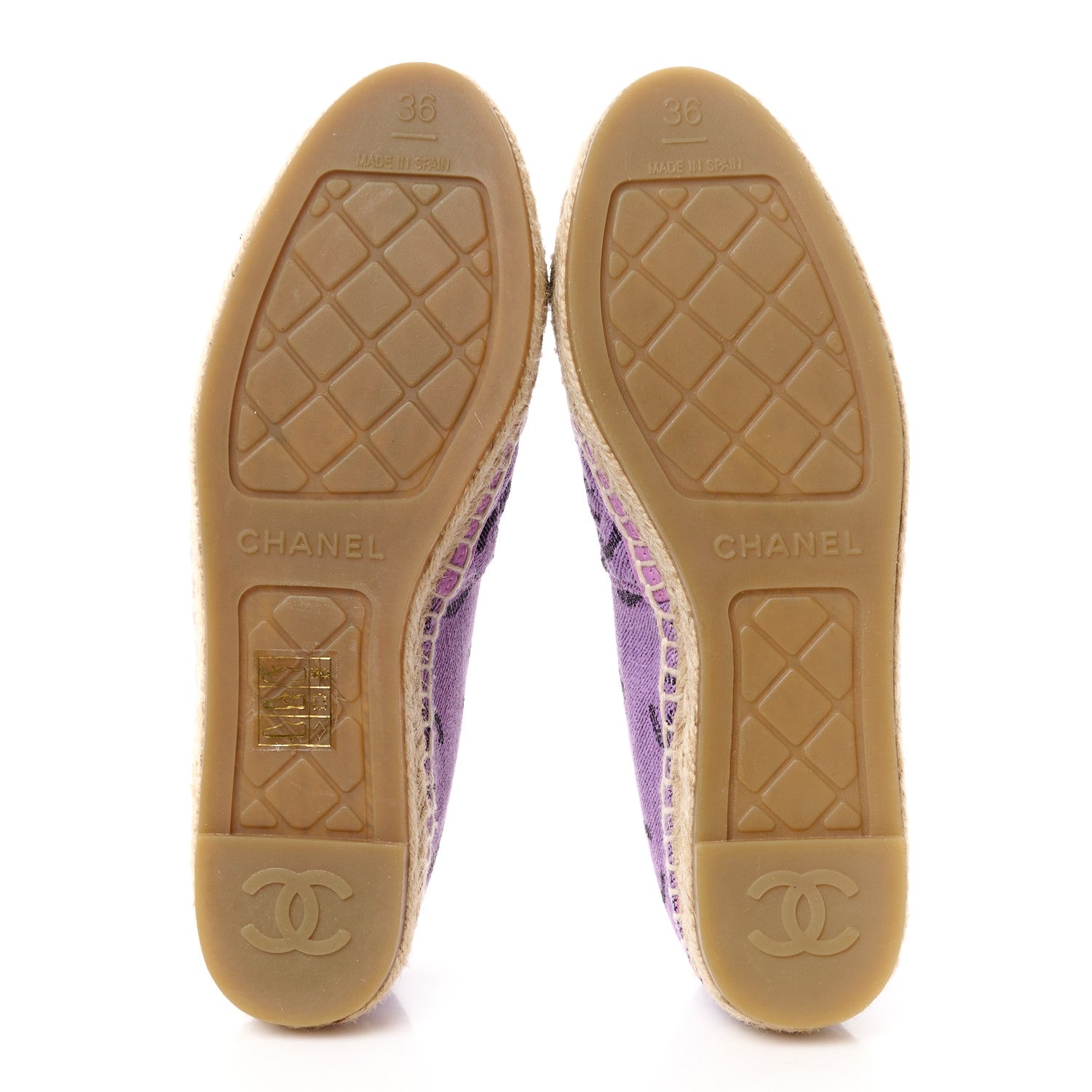 Chanel Cotton Jacquard Grosgrain CC Print Espadrilles 36 Purple Black 5 of 11