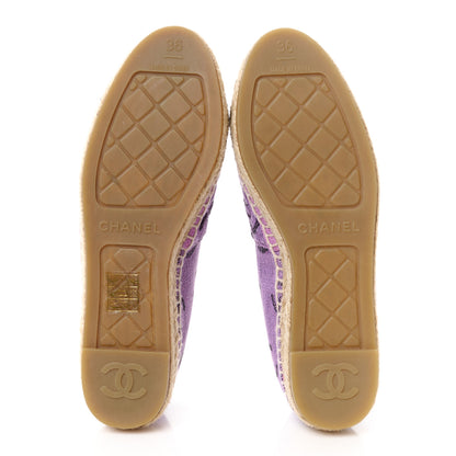 Chanel Cotton Jacquard Grosgrain CC Print Espadrilles 36 Purple Black 5 of 11